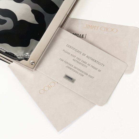 Jimmy Choo Camille Camoleo Print Steel Mix Mirror Leather Clutch - Picture 10 of 10